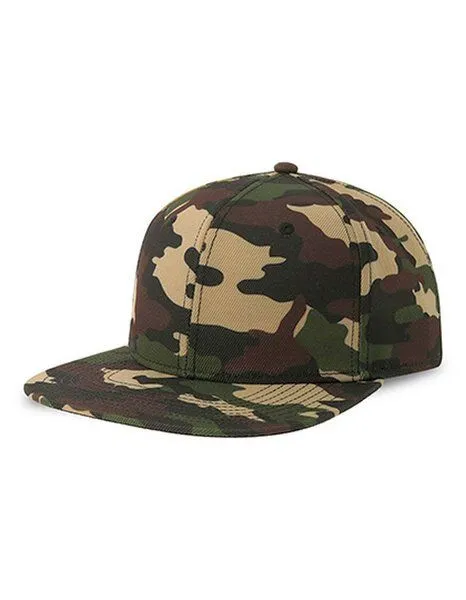 Atlantis Headwear Atlantis Headwear Basecap Flacher Schirm mit Kunststoffverschluss Snap Back, Camouflage/schwarz, – Produktbild 1 von 3