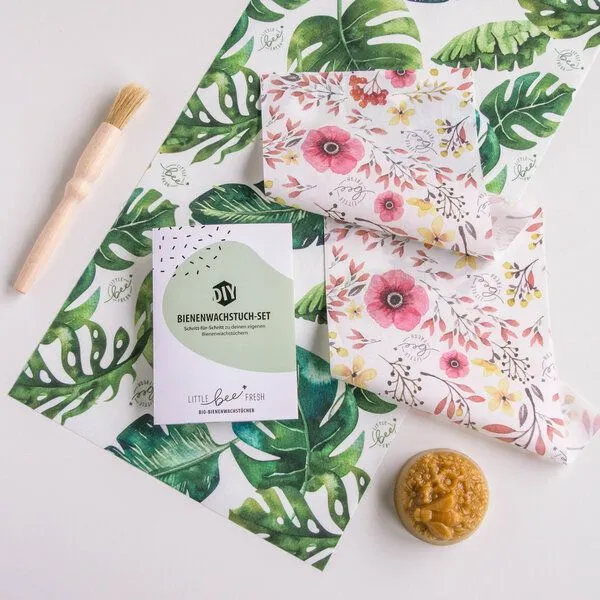 little bee fresh little bee fresh DIY-Box Bio-Bienenwachstücher, Jungle grün + rosa, – Produktbild 3 von 4