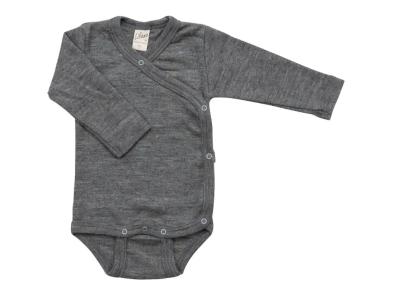 Lilano Lilano Baby Wickelbody Langarm Wolle Seide melange-grau Gr.62, Grau, – Produktbild 1 von 2