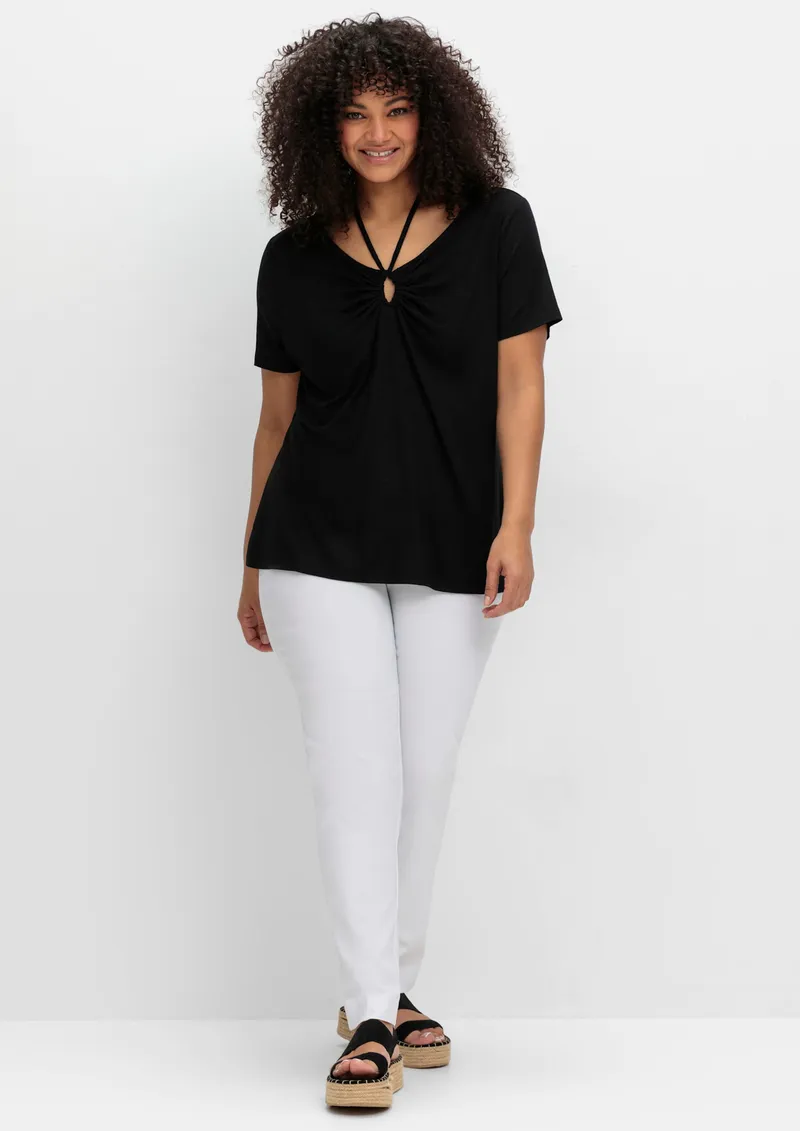 sheego by Joe Browns Neckholdershirt, Schwarz, – Produktbild 2 von 3