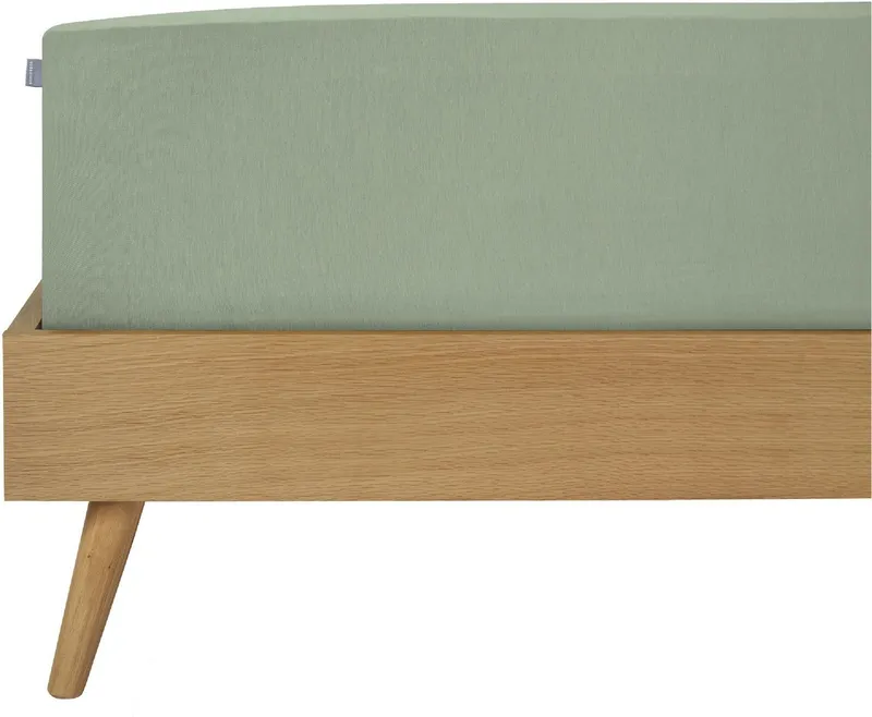 Schiesser Schiesser Spannbettlaken Elli aus weicher Baumwolle mit Elasthananteil für flexiblen Sitz, Jersey-Elasthan, Gummizug: rundum, (1 Stück), für hohe Matratzen und Boxspringbetten, OEKO-TEX® MADE IN GREEN, Grün, – Produktbild 2 von 5