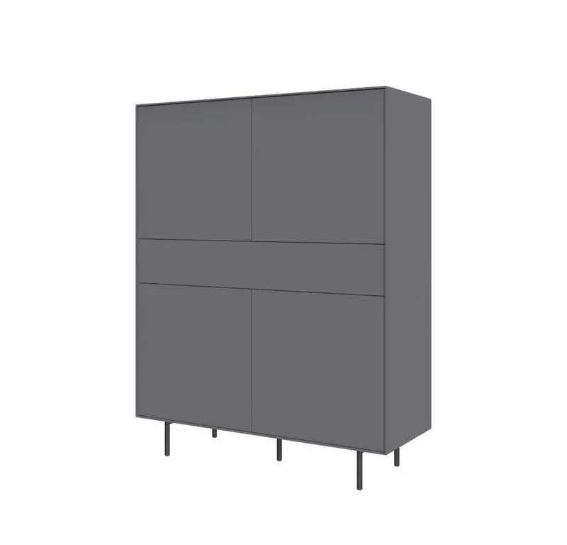 OTTO home Highboard Essentials, Sideboard, Kommode, Anrichte, Schrank, Stauraumschrank, Breite: 111 cm, UV lackiert, Push-to-open-Funktion, Grau, – Produktbild 2 von 4