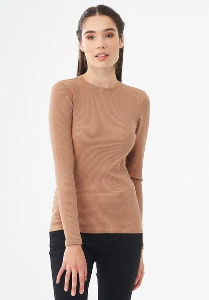 ORGANICATION ORGANICATION Langarmshirt aus Bio-Baumwolle, Light brown, – Produktbild 4 von 4