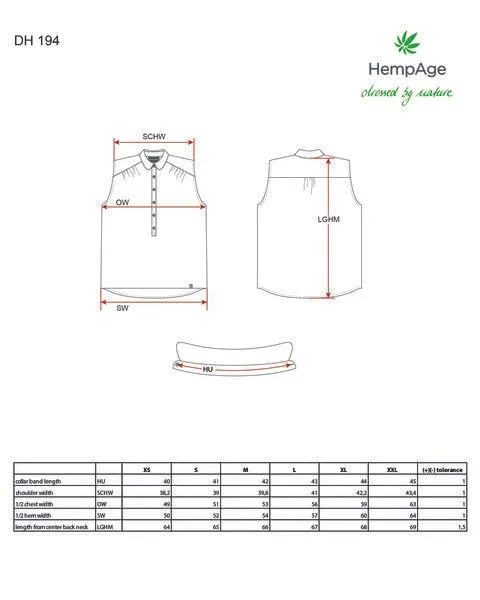 HempAge HempAge Ärmellose Bluse Hanf/Biobaumwolle, Water (blau), – Produktbild 3 von 4