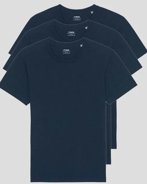 YTWOO YTWOO 3er Pack Basic Unisex T-Shirt aus Bio Baumwolle | viele Farbkombinationen | Fair Trade | Nachhaltig, Navyblau, – Produktbild 1 von 4