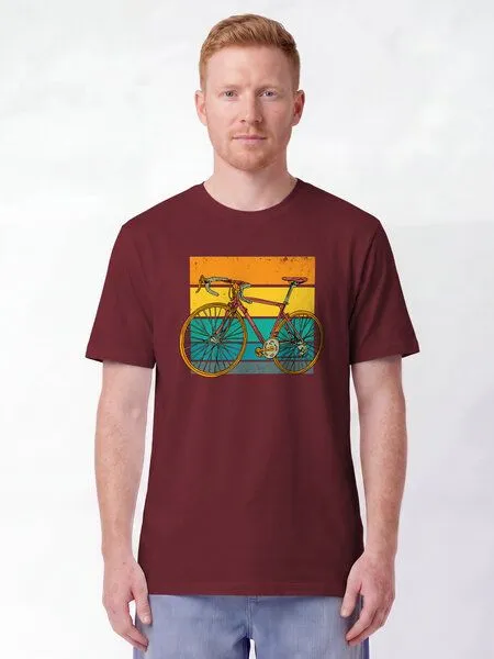 watapparel watapparel T-Shirt Unisex Retro Bike, Burgundy, – Produktbild 2 von 2