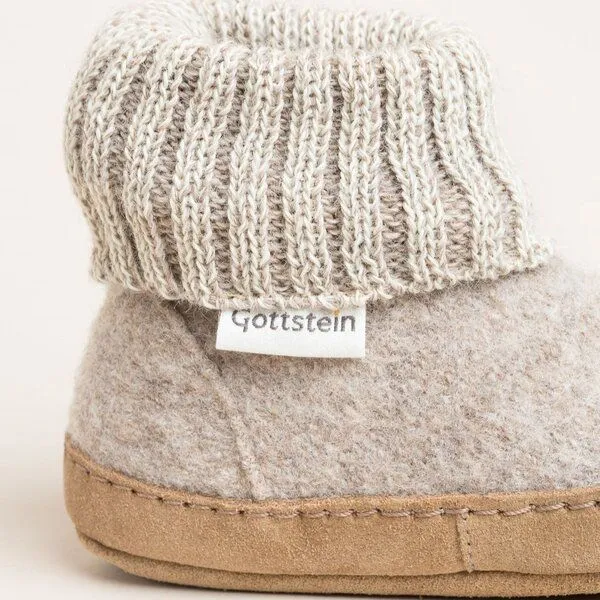 Gottstein Gottstein Kinder Hüttenschuh Alpine Boot LE - Aus reiner Bio-Schafwolle für Jungen & Mädchen mit Ledersohle, Beige, – Produktbild 3 von 3