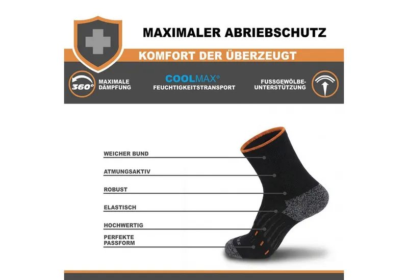 Skechers Skechers Arbeitssocken Socken Herren Damen Multi Pack - Mesh Belüftungstechnologie (3er und 6er Pack) Robustes Material und bequemer Tragekomfort - Fußgewölbe-Unterstützung, Grau|schwarz, – Produktbild 3 von 5