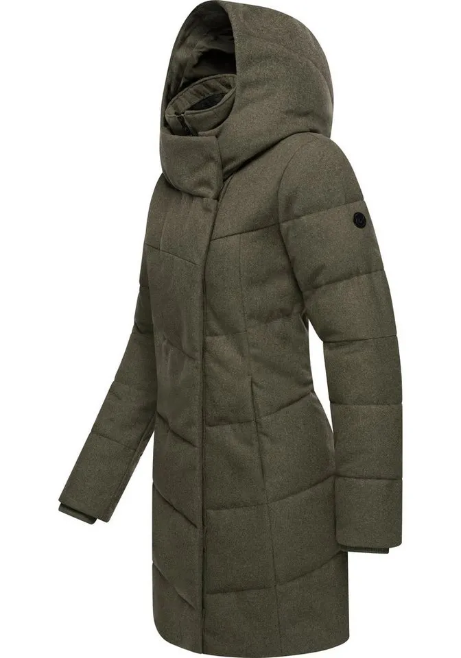 ragwear ragwear Wintermantel Pavla Coat stylischer Damen Steppmantel in Woll-Optik, Grün, – Produktbild 3 von 4