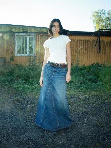 Nudie Jeans Nudie Jeans Tanja Skirt Orange Painter, Mid blue (blau), – Produktbild 2 von 4