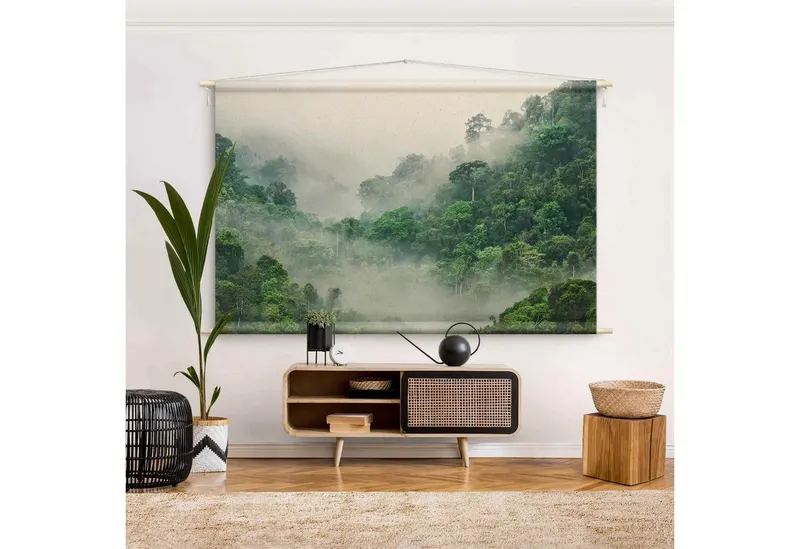 Bilderdepot24 Wandteppich modern Wald Tropisch Dschungel Natur grün, rechteckig, Höhe: 2.6 mm, großes Wandbild aus Natur-Baumwolle Wandbehang Stoffbild Tuch Wollseil, Grün, – Produktbild 3 von 4
