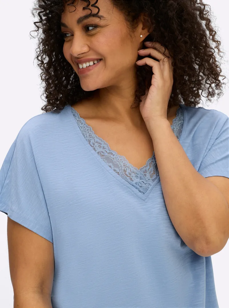 sheego V-Shirt bleu, Bleu, – Produktbild 2 von 2