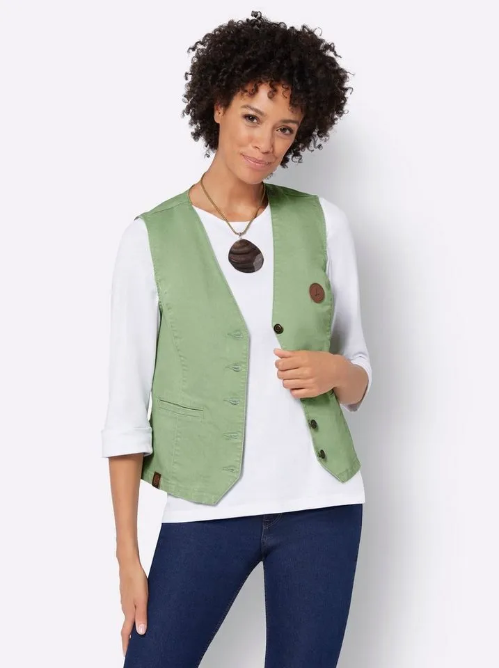 Witt Witt Jerseyweste Jeans-Weste, Grün, – Produktbild 1 von 4