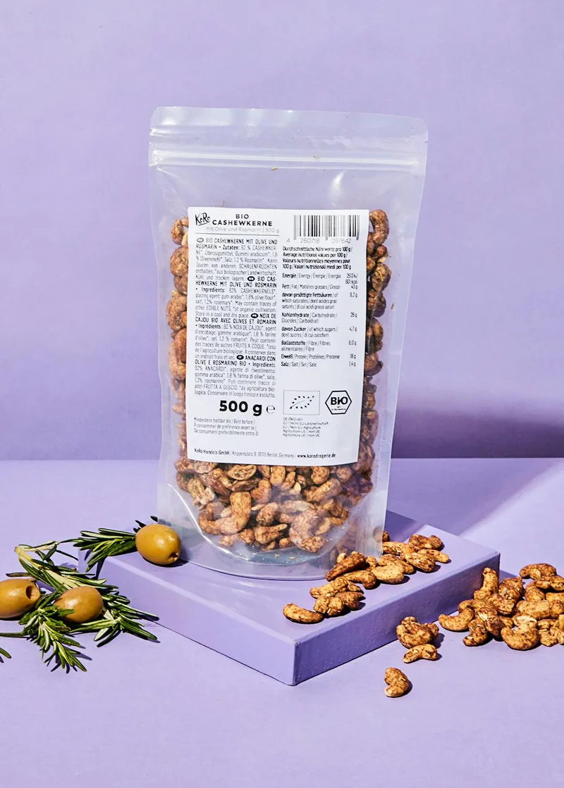 KoRo Bio Cashewkerne mit Olive und Rosmarin 500 g – Produktbild 1 von 5