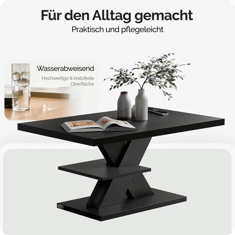 Casaria® Couchtisch Detroit Schwarz 90x60x45cm – Produktbild 2 von 2