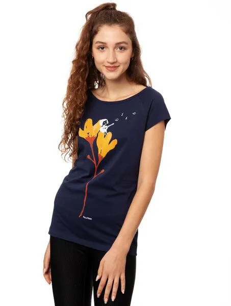 FellHerz FellHerz Damen T-Shirt Gitarrenmädchen Bio Fair, Midnight (dunkelblau), – Produktbild 1 von 4