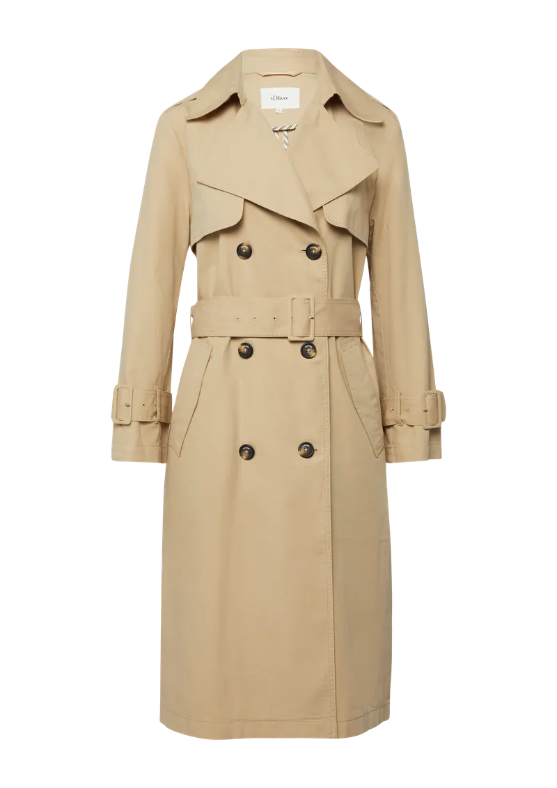 s.Oliver Leichter Trenchcoat aus Lyocell, Beige, – Produktbild 1 von 4