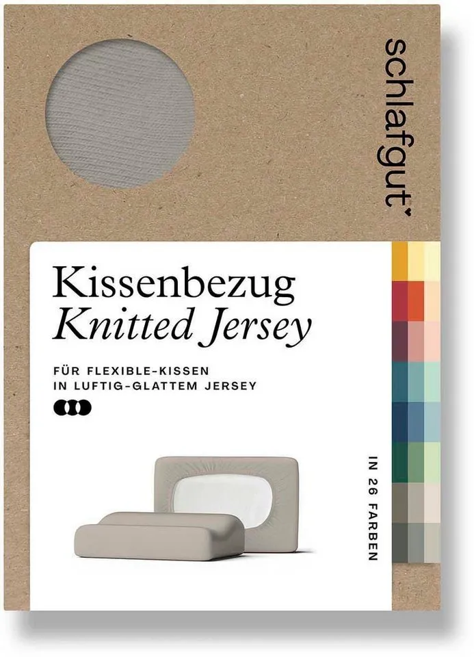 Schlafgut Schlafgut Kissenbezug Pure flexibler Kissenbezug für Nackenstützkissen, (1 Stück), Bio-Baumwolle mit Elasthan, mit Gummizug, bügelfrei, Beige, – Produktbild 2 von 5