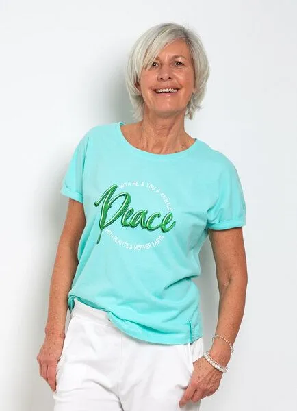 SPARKLES OF LIGHT SPARKLES OF LIGHT Boxy Shirt | PEACE WITH ME & YOU, Türkis (grün), – Produktbild 1 von 1