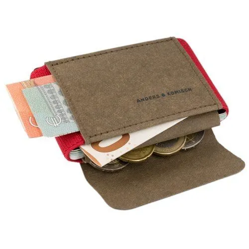 ANDERS & KOMISCH ANDERS & KOMISCH Mini Portemonnaie mit Münzfach MINI CLASSIC - Slim Wallet Braun, Rot, – Produktbild 3 von 4
