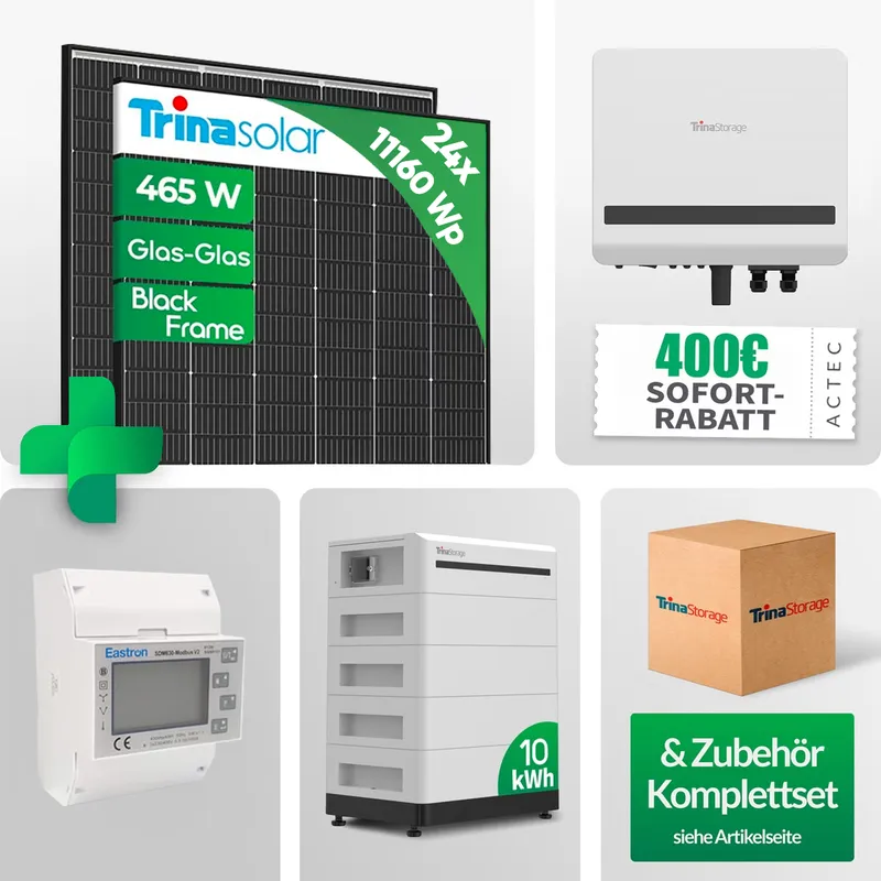 TRINA-SOLAR 11,16kw PV-Komplettanlage mit 10 kWh Speicher Trina Vertex S+ 465W Black Frame Notstrom Netzunabhängig - Preis inkl. MwSt. gem. § 12 Abs. 3 UStG – Produktbild 2 von 8