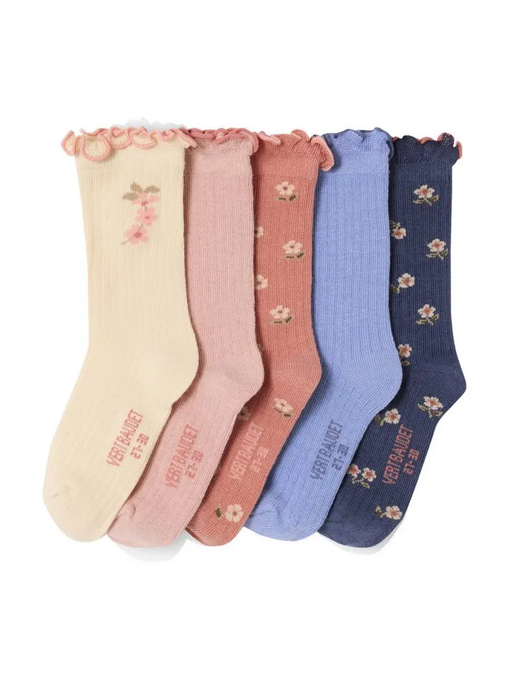 Vertbaudet Vertbaudet Socken Socken BLÜMCHEN, Kinder 5er-Pack, Rosa, – Produktbild 2 von 3