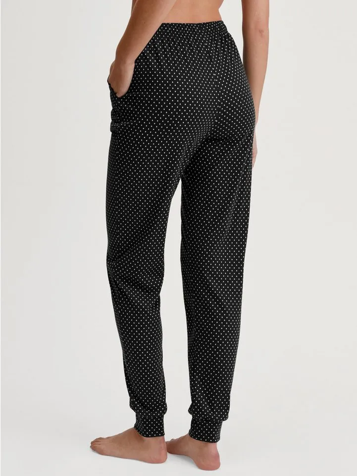 CALIDA CALIDA Pyjamahose Favourites Journey gepunktet, seitliche Taschen, Single Jersey Qualität, atmungsaktiv, Schwarz, – Produktbild 3 von 5