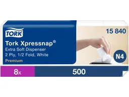 Tork Tork Xpressnap Extra Softe-Servietten "Premium N4" 1/4-Falzung, 8 x 500 Blatt, weiß – Produktbild 1 von 1
