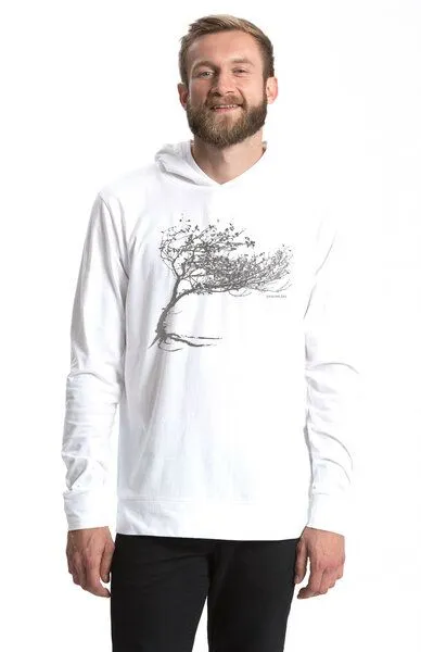 Peaces.bio - handbedruckte Biomode Peaces.bio - handbedruckte Biomode Bio-Jersey-Kapuzensweater Unisex "Windy Tree", Weiss, – Produktbild 1 von 4