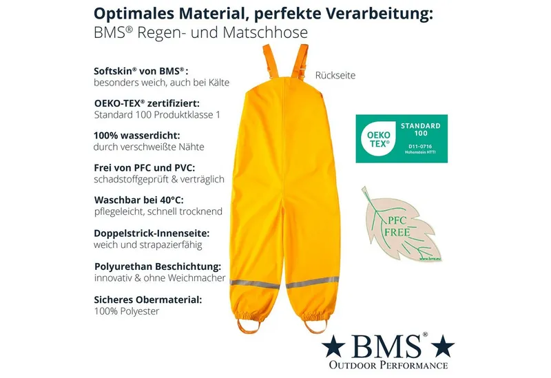 BMS BMS Buddelhose ohne Latz 110, Gelb, – Produktbild 5 von 5
