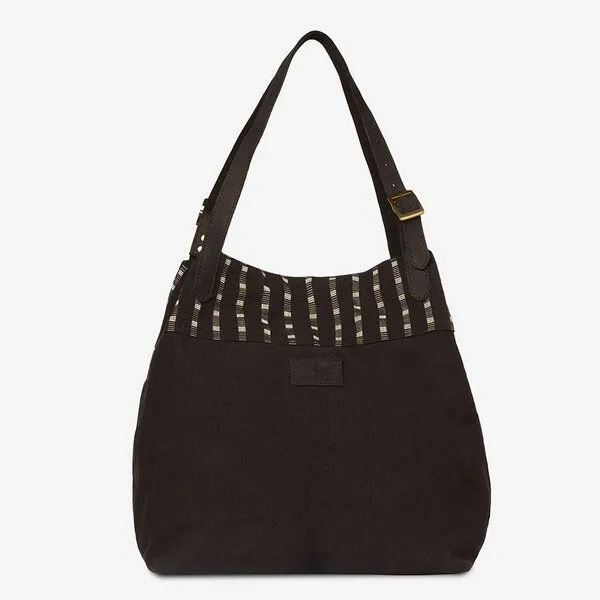 Dragolina Dragolina Eleganter Shopper Cora mit Webstoff der Pwo Karen, Anthrazit/creme/schwarz, – Produktbild 1 von 3