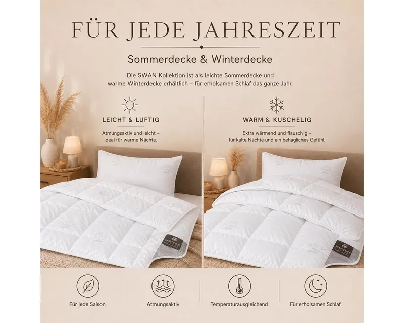 SEI Design Microfaserbettdecke Winter Bettdecke SWAN - warme Decke weich wie Daunen, Füllung: 100% Mikrofaser, Bezug: 100% Mikrofaser, ein Gefühl wie Daunen, Weiß, – Produktbild 3 von 5