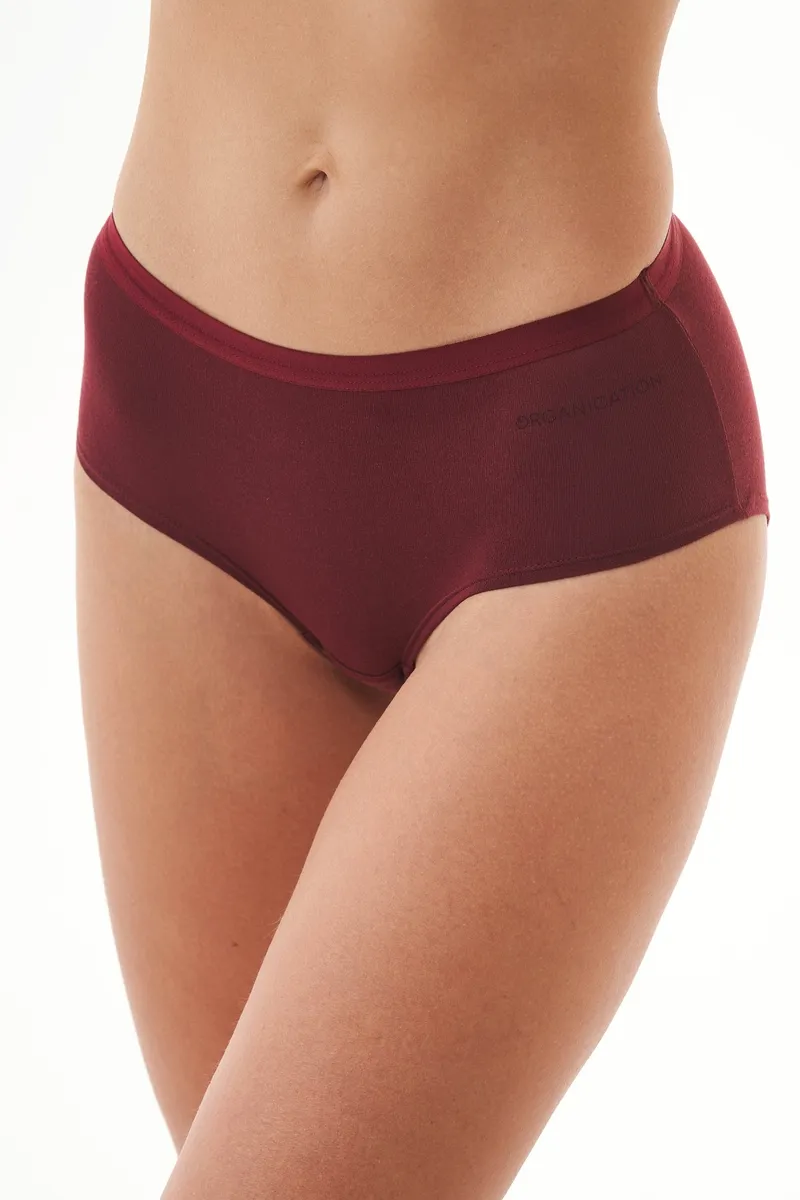 ORGANICATION ORGANICATION Damen vegan Karinna | Hipster Aus Bio-Baumwolle Und Tencelâ„¢ Modal-Mix Im 6er-Pack, Dunkelrot, – Produktbild 2 von 2