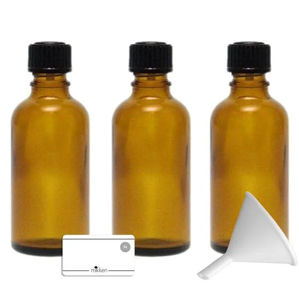 mikken mikken Set Tropfflasche 10 - 100 ml Apothekerflasche mit Tropfer braun Dosierflasche mit Etiketten und Trichter – Produktbild 6 von 6