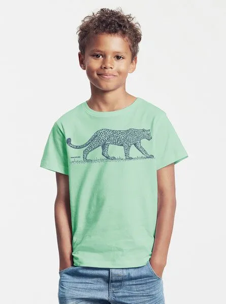 Peaces.bio - handbedruckte Biomode Peaces.bio - handbedruckte Biomode Bio-Kinder T-Shirt Leopard, Mint, – Produktbild 2 von 2
