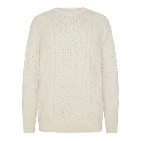 KnowledgeCotton Apparel KnowledgeCotton Apparel Cable Knit Strickpullover aus Bio-Baumwolle ROC/GOTS/Vegan, Weiß (egret), – Produktbild 1 von 3