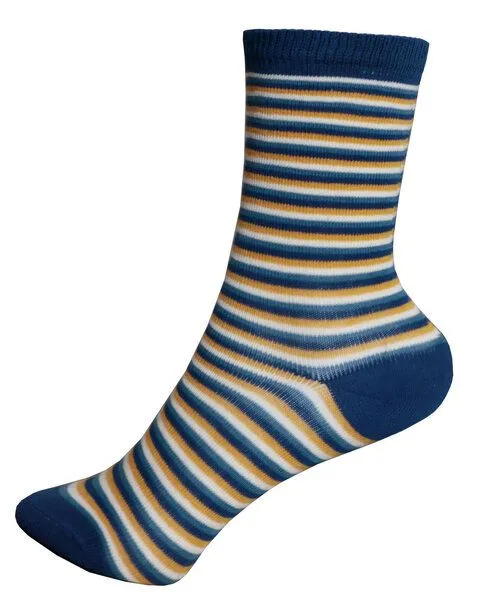 Leela Cotton Leela Cotton Kids Socken Bio Baumwolle Elasthan, Navy-sand geringelt, – Produktbild 1 von 3