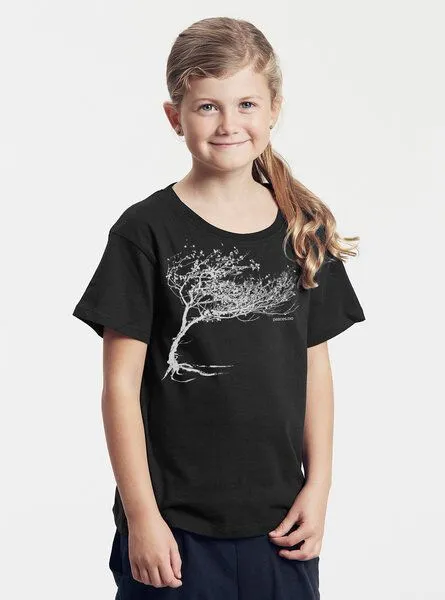 Peaces.bio - handbedruckte Biomode Peaces.bio - handbedruckte Biomode Bio-Kinder T-Shirt Windy Tree, Schwarz, – Produktbild 2 von 3
