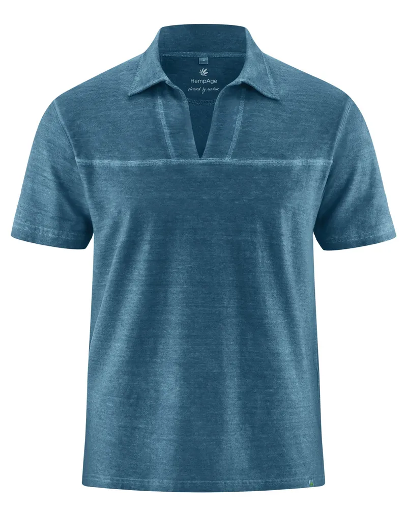 HempAge Hempage Herren vegan T-Shirt Mit V-Ausschnitt Reef Blaugrün, Blau, – Produktbild 1 von 2