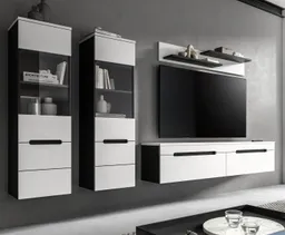 Inn.Furn Wohnwand Cooper, (Wohnkombination in Weiß matt und Basalt Grau, hängend oder stehend, Breite ca. 270 cm), mit Soft-Close – Produktbild 1 von 1