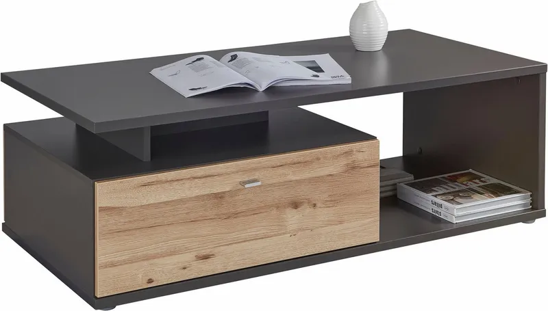 FORTE Couchtisch Como, Couchtisch, Schublade, Soft Close, B/H/T 120/40,2/59 cm, Grau, – Produktbild 3 von 5