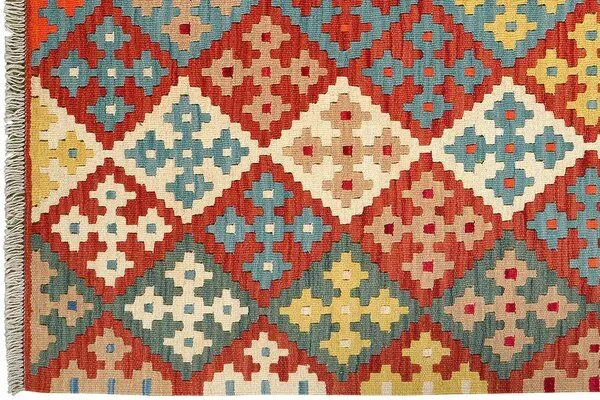 Rugtales Kelim Gashgai Mehrfarbig „Rugtales“ aus Schurwolle, 132x182 cm, Rot, – Produktbild 4 von 4