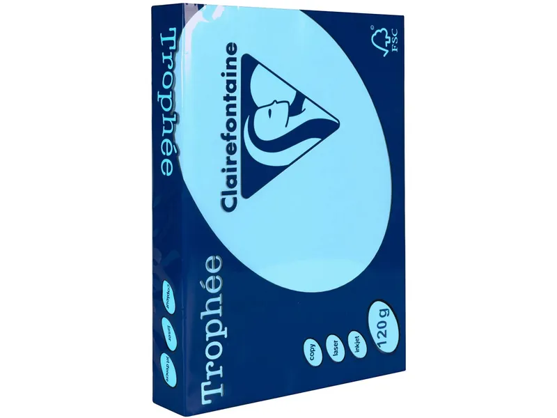 Clairefontaine 250 Blatt Clairfontaine Farbiges Kopierpapier 'Trophee' 120 g/m², DIN A4, eisblau – Produktbild 1 von 1