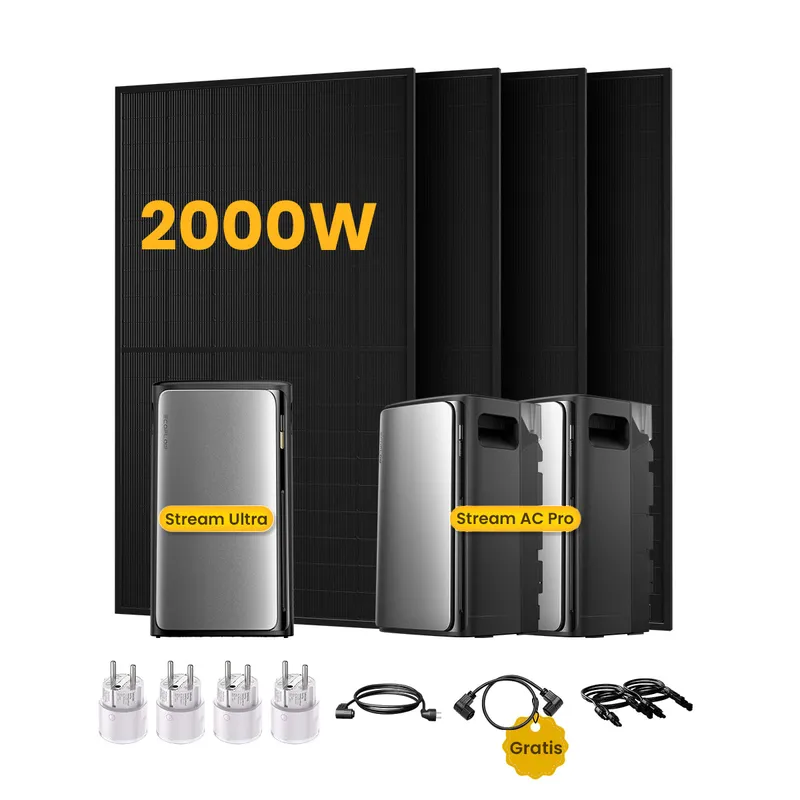 EcoFlow EcoFlow Stream Ultra, All-in-One Speicher für Balkonkraftwerke, mit 4 x 500W Bifaziale Solarmodule, by Powerness (deal) - Stream Ultra + 2 x Stream AC Pro | 5760Wh / 4 x Smart Plug / Selbstabholung – Produktbild 1 von 1
