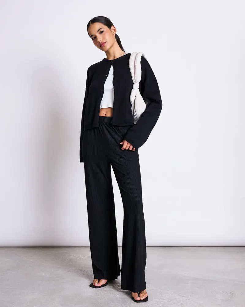 JAN N JUNE JAN 'N JUNE Damen vegan Leichte Strickjacke Asas Schwarz, Schwarz, – Produktbild 1 von 2
