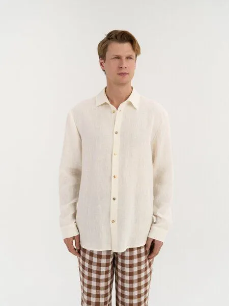 AmourLinen AmourLinen Klassisches Leinenhemd HECTOR, Weiß, – Produktbild 2 von 2