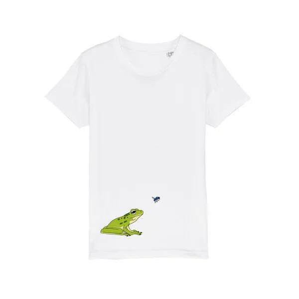 Spangeltangel Spangeltangel Kinder-T-Shirt "Frosch", Biobaumwolle, bedruckt, Weiß, – Produktbild 1 von 4