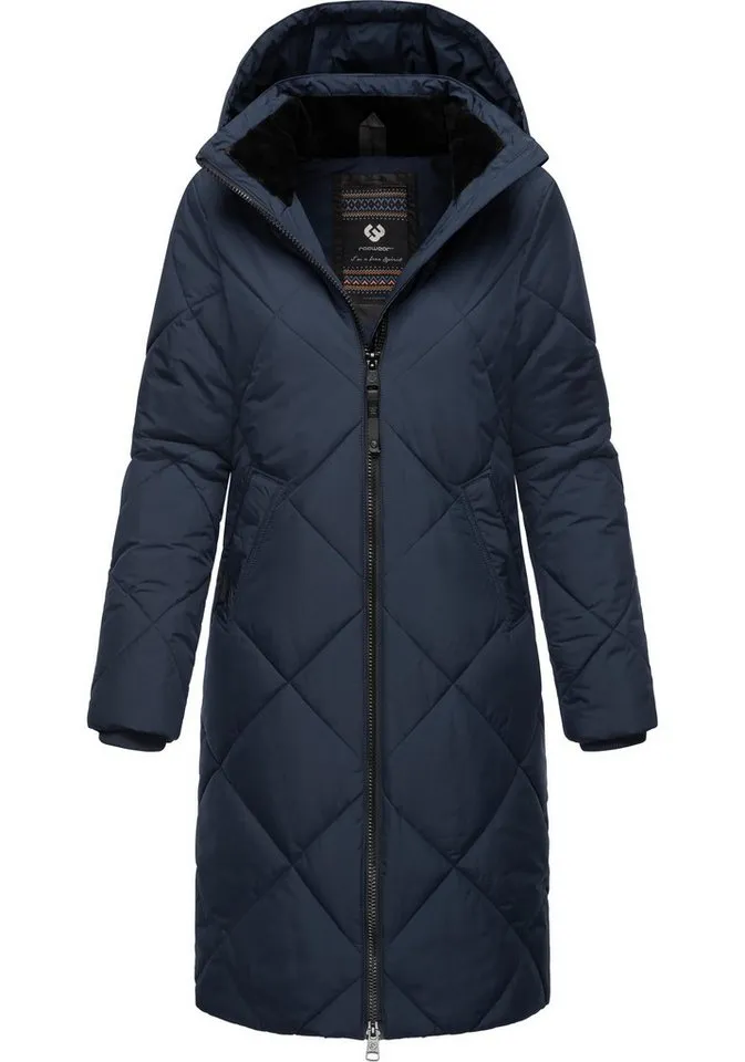 ragwear ragwear Steppmantel Rebela stylischer Winterparka mit abnehmbarer Kapuze, Blau, – Produktbild 1 von 3