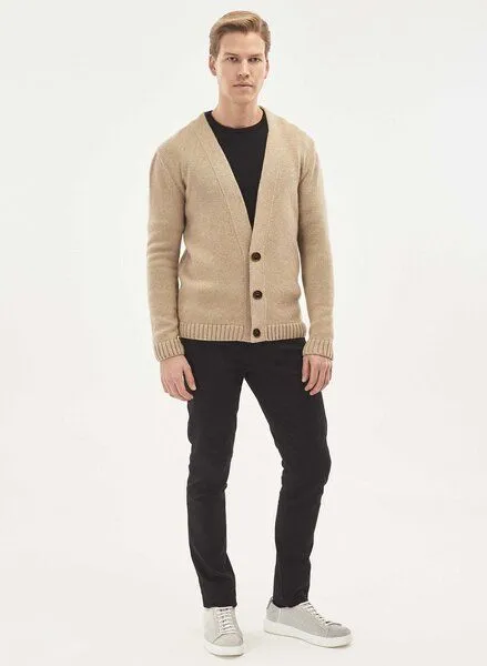 ORGANICATION ORGANICATION Cardigan aus Bio-Merinowolle und Bio-Baumwolle mit Knopfleiste, Beige, – Produktbild 2 von 4