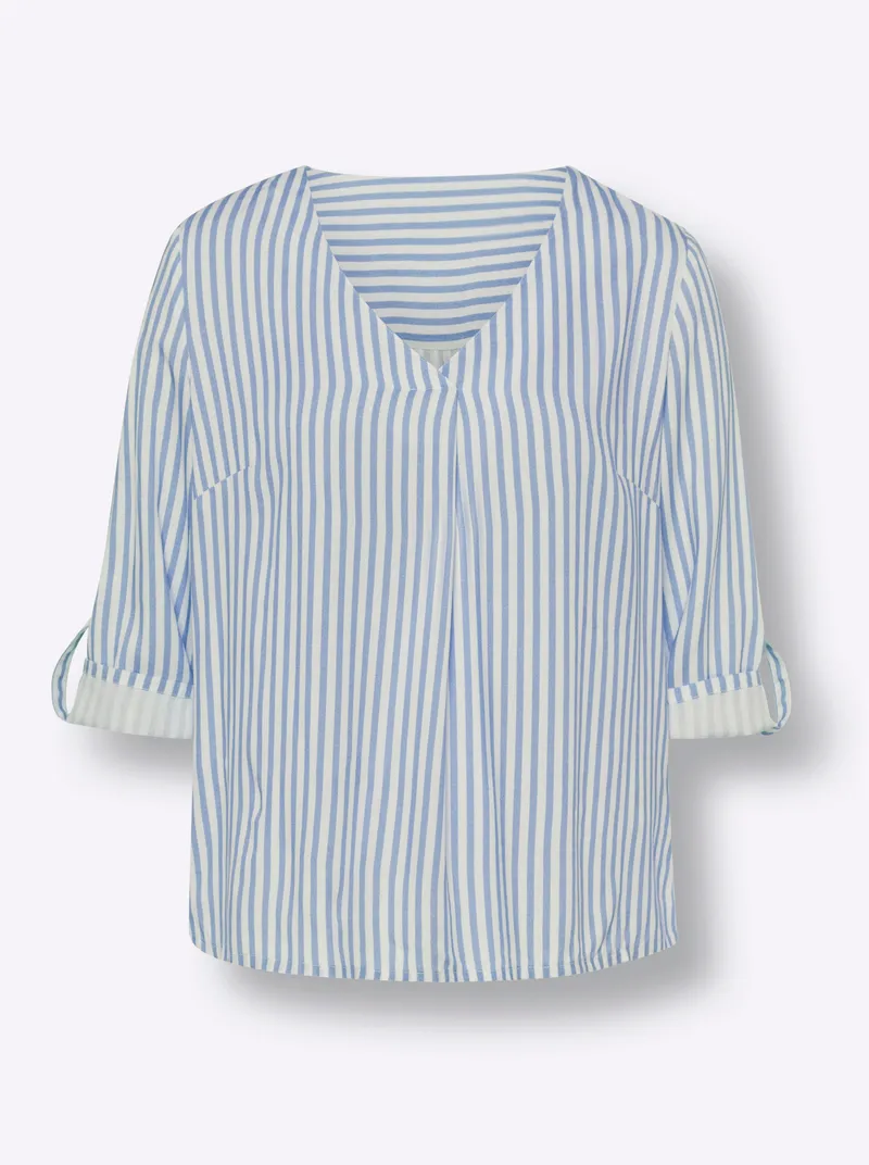 heine Schlupfbluse himmelblau-ecru-gestreift, Himmelblau-ecru-gestreift, – Produktbild 2 von 2